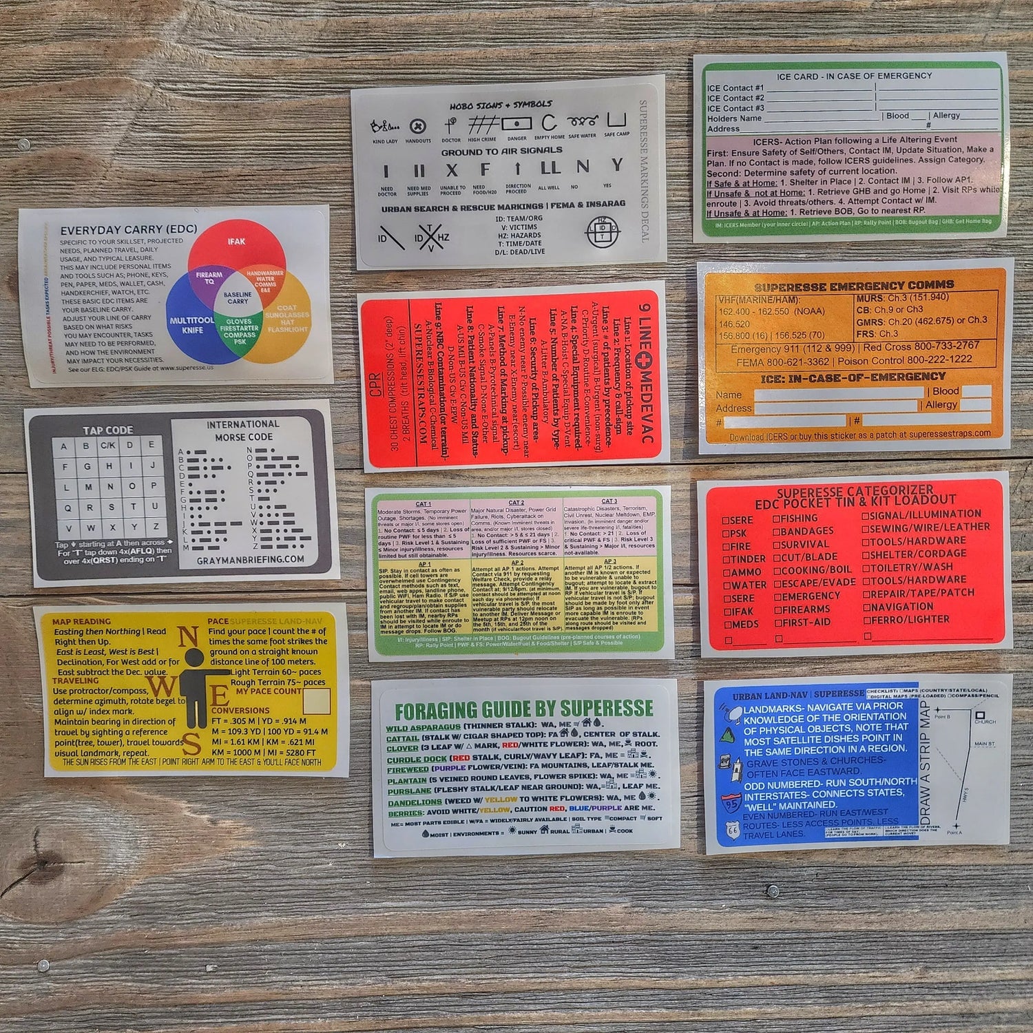 Survival Reference Decal Pack - Collection of 11 Stickers Superesse Straps LLC