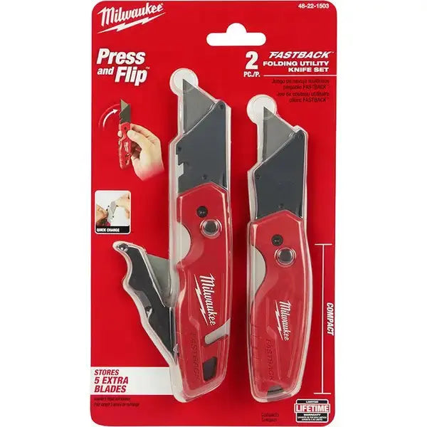 Milwaukee - FASTBACK™ Folding Utility Knife with Blade Storage and 50pc Blades Milwaukee
