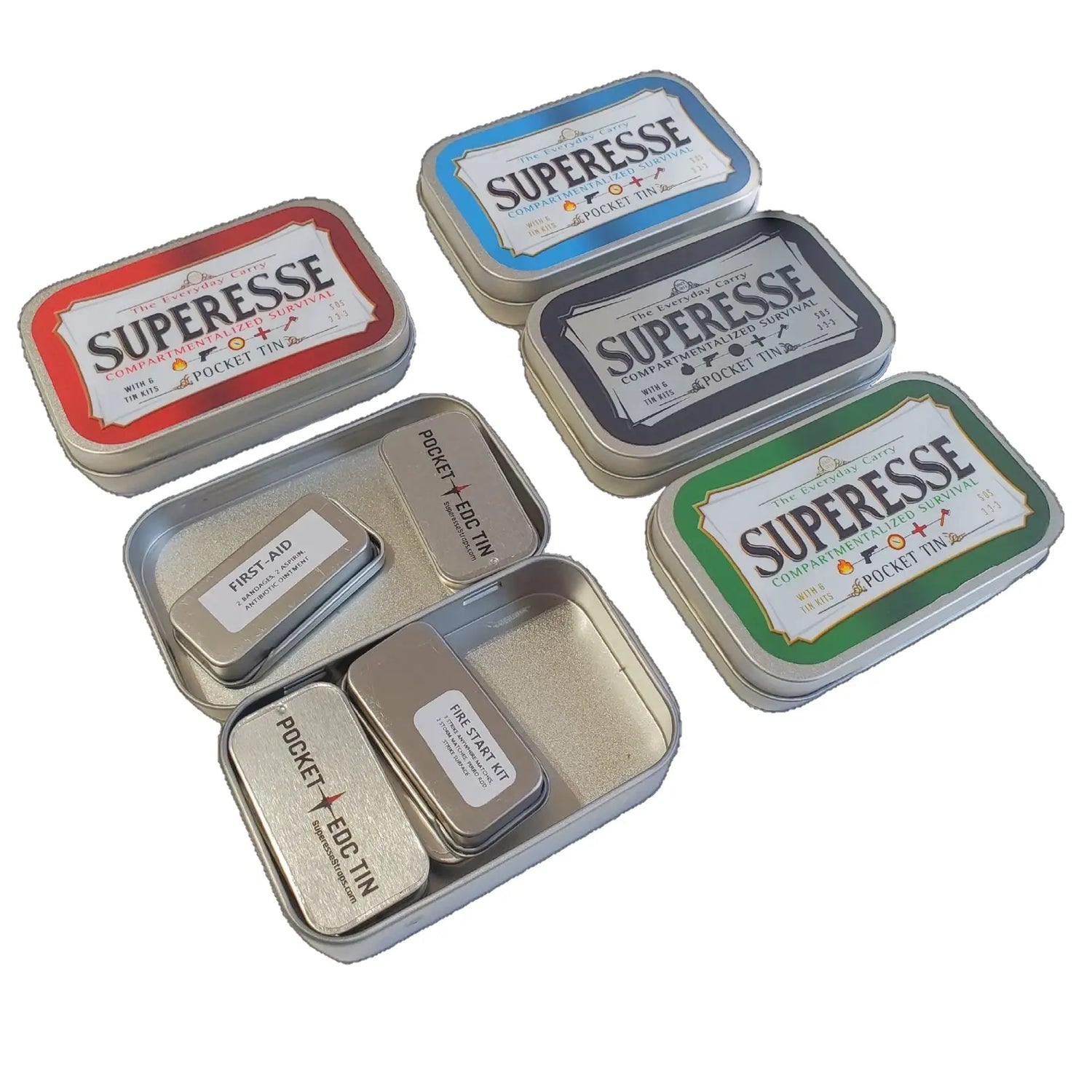 EDC Pocket Tin - Compartmentalized Survival Kits Superesse Straps LLC