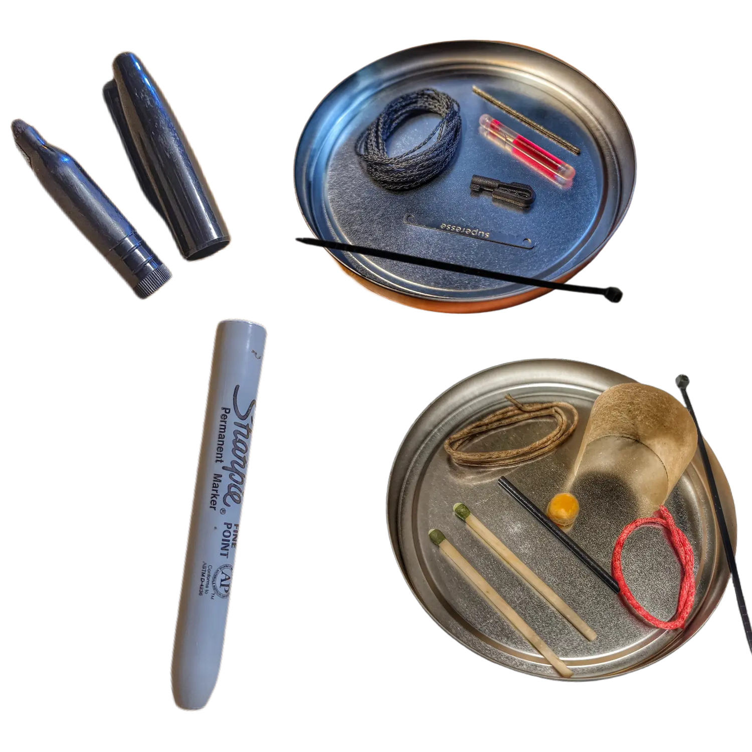 EDC Cache Markers - Hollow Sharpie with internal stash of survival supplies. Superesse Straps LLC