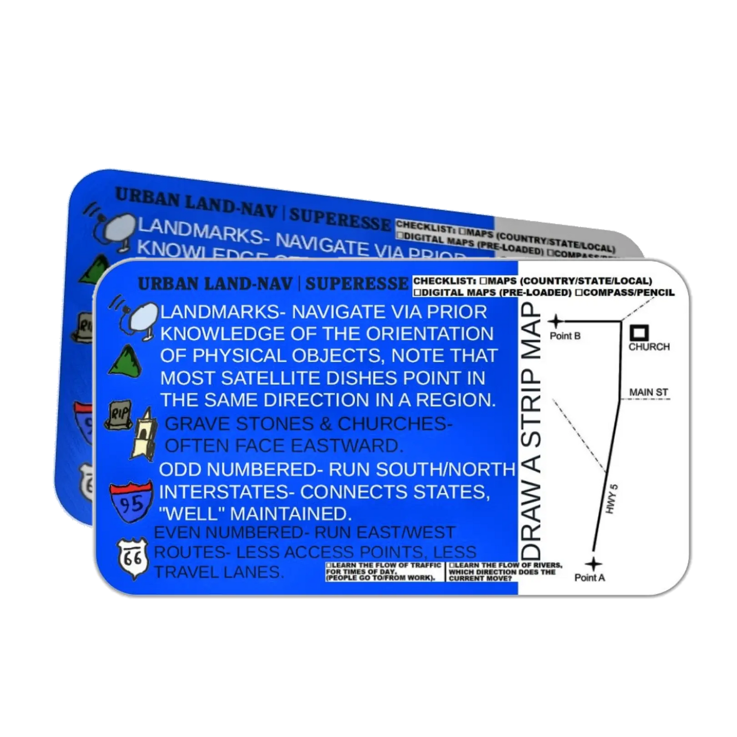 Urban Land Nav Decal - Divergent navigational reference for roads and cities Superesse Straps LLC