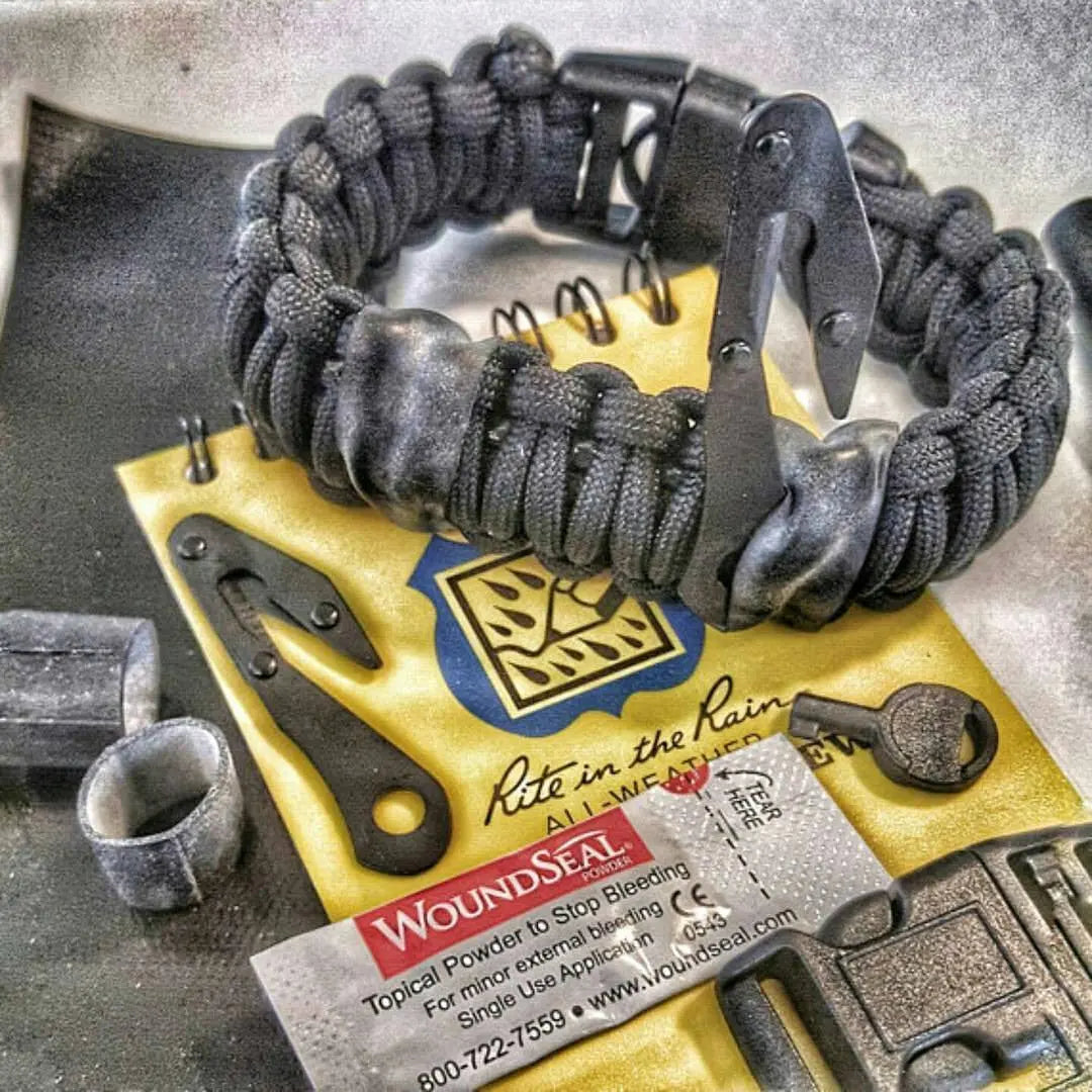 First Responder Strap - Police LEO backup duty gear w/ light, cuff key, seatbelt cutter, compass. Superesse Straps LLC
