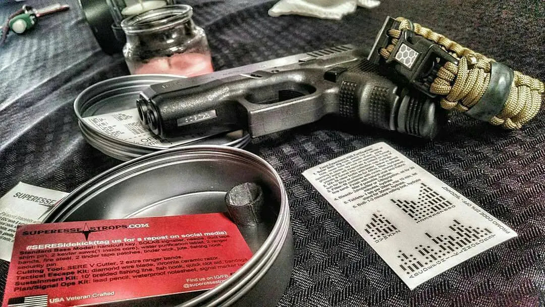 SERE Sidekick- Tactical Survival Paracord Bracelet to Evade, Resist & Escape. Superesse Straps LLC