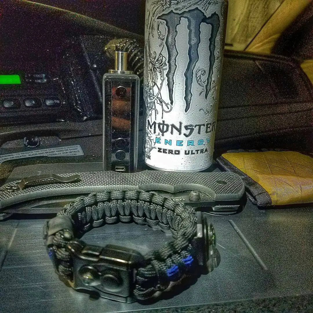 First Responder Strap - Police LEO backup duty gear w/ light, cuff key, seatbelt cutter, compass. Superesse Straps LLC
