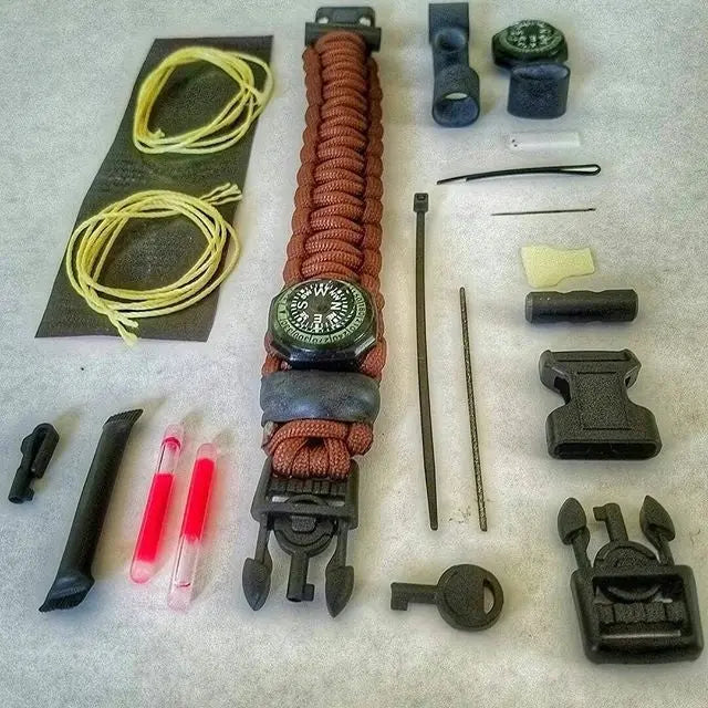 The Escape Evade Pathfinder: Military & Tactical Strap w/ SERE kit, Compass, Kevlar Saw, Cuff Key. Superesse Straps LLC