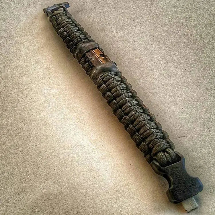 Camper Strap - Outdoor, Hike, & Kayak ready Survival Fire Starter Paracord Bracelet. Superesse Straps LLC