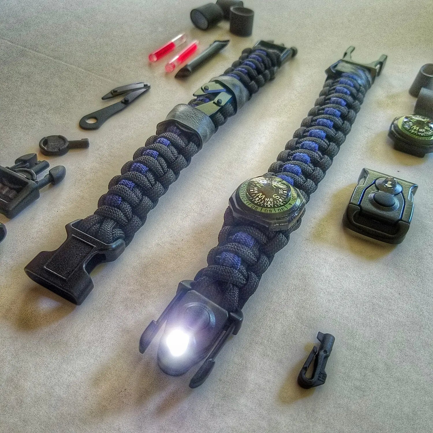 First Responder Strap - Police LEO backup duty gear w/ light, cuff key, seatbelt cutter, compass. Superesse Straps LLC