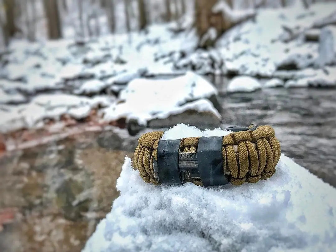 Camper Strap - Outdoor, Hike, & Kayak ready Survival Fire Starter Paracord Bracelet. Superesse Straps LLC