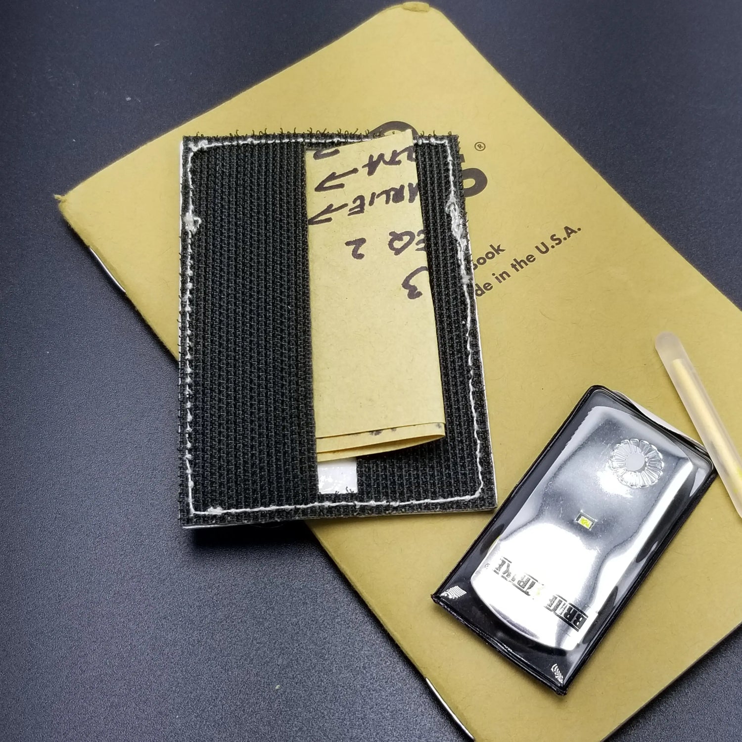 Note Patch Kit: Writable PVC surface for field notetaking with illuminated memo graph. Superesse Straps LLC