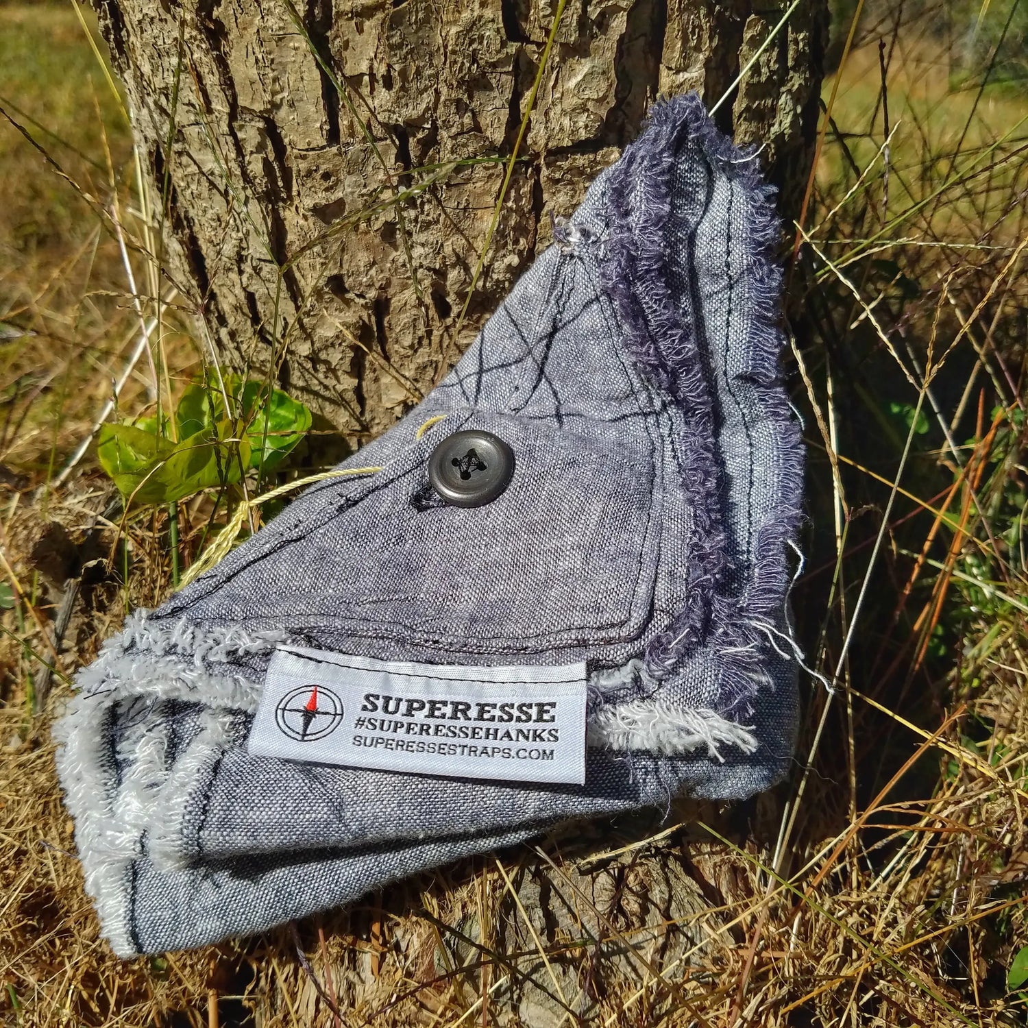 Saw Shemagh: Firestarter sewn button, built-in Kevlar Utility Saw, Fire Tinder border. Superesse Straps LLC