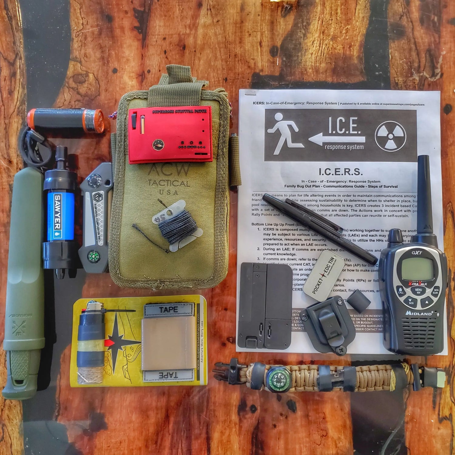 Bug Out Bracelet - Paracord Bracelet, Survive Offgrid with 30 item last ditch effort kit. Superesse Straps LLC