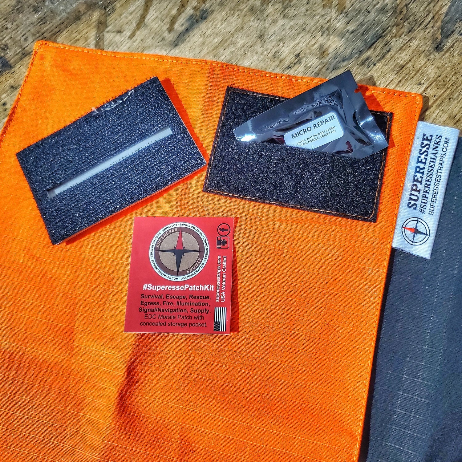 Tactical Tissue: Morale Patch compatible Ripstop stitched hank with covert storage pocket. Superesse Straps LLC