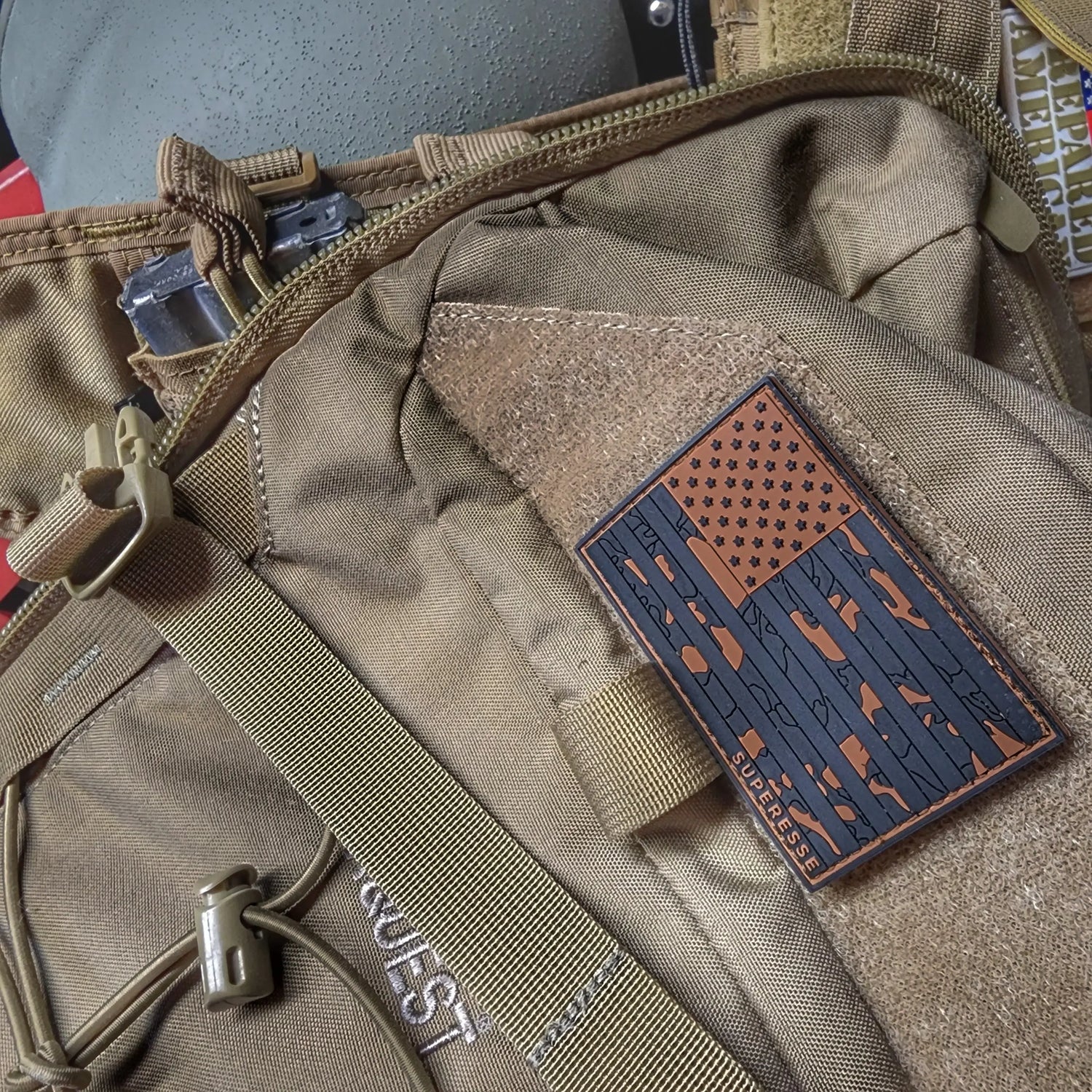 Storage Pocket Patch: Flagged Camo Superesse Straps LLC