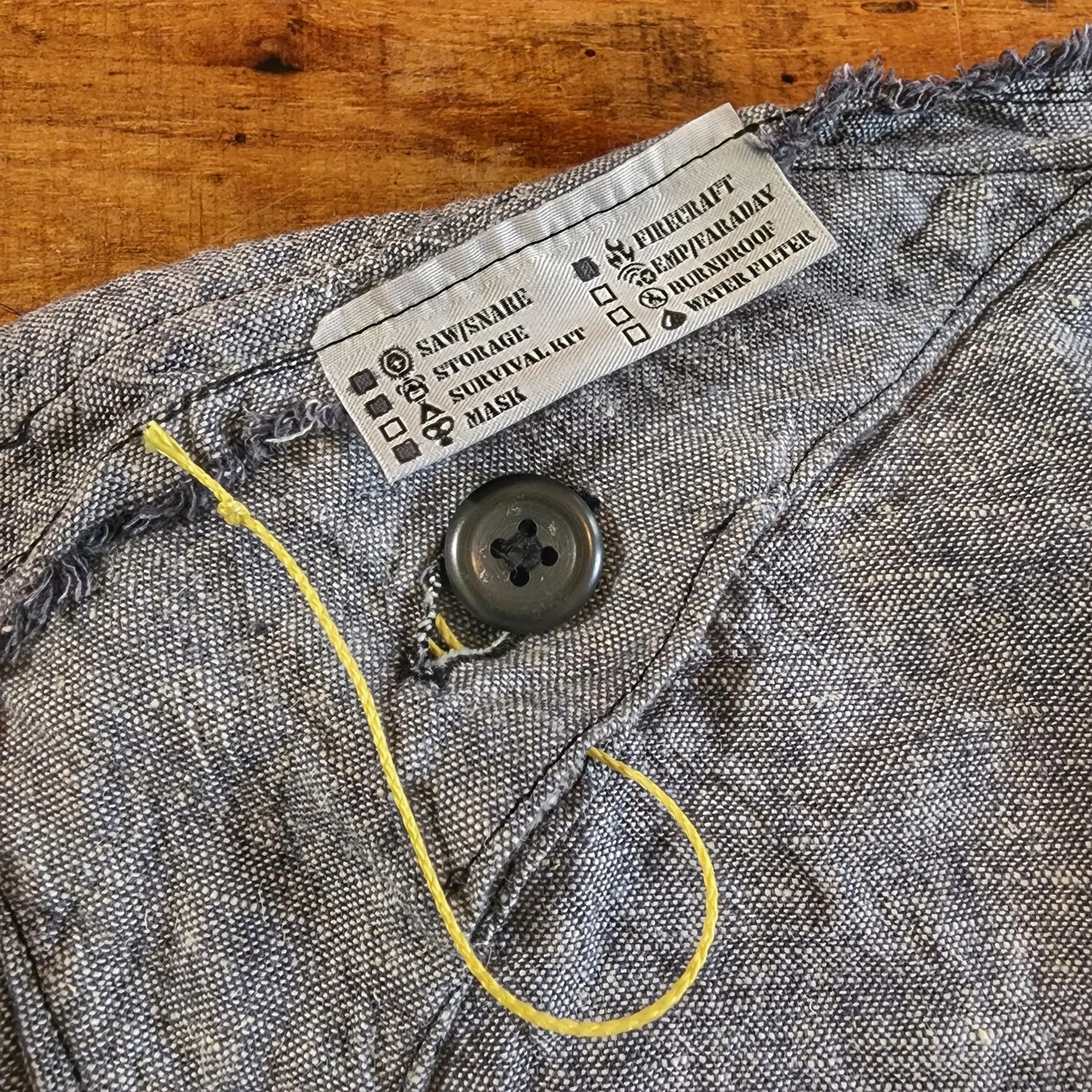 Saw Shemagh: Firestarter sewn button, built-in Kevlar Utility Saw, Fire Tinder border. Superesse Straps LLC