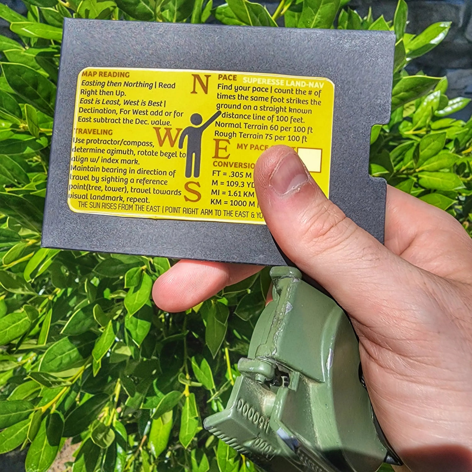 Land Nav Decal - Map Reading, Conversions, Pace Count, & Travel Tips Superesse Straps LLC