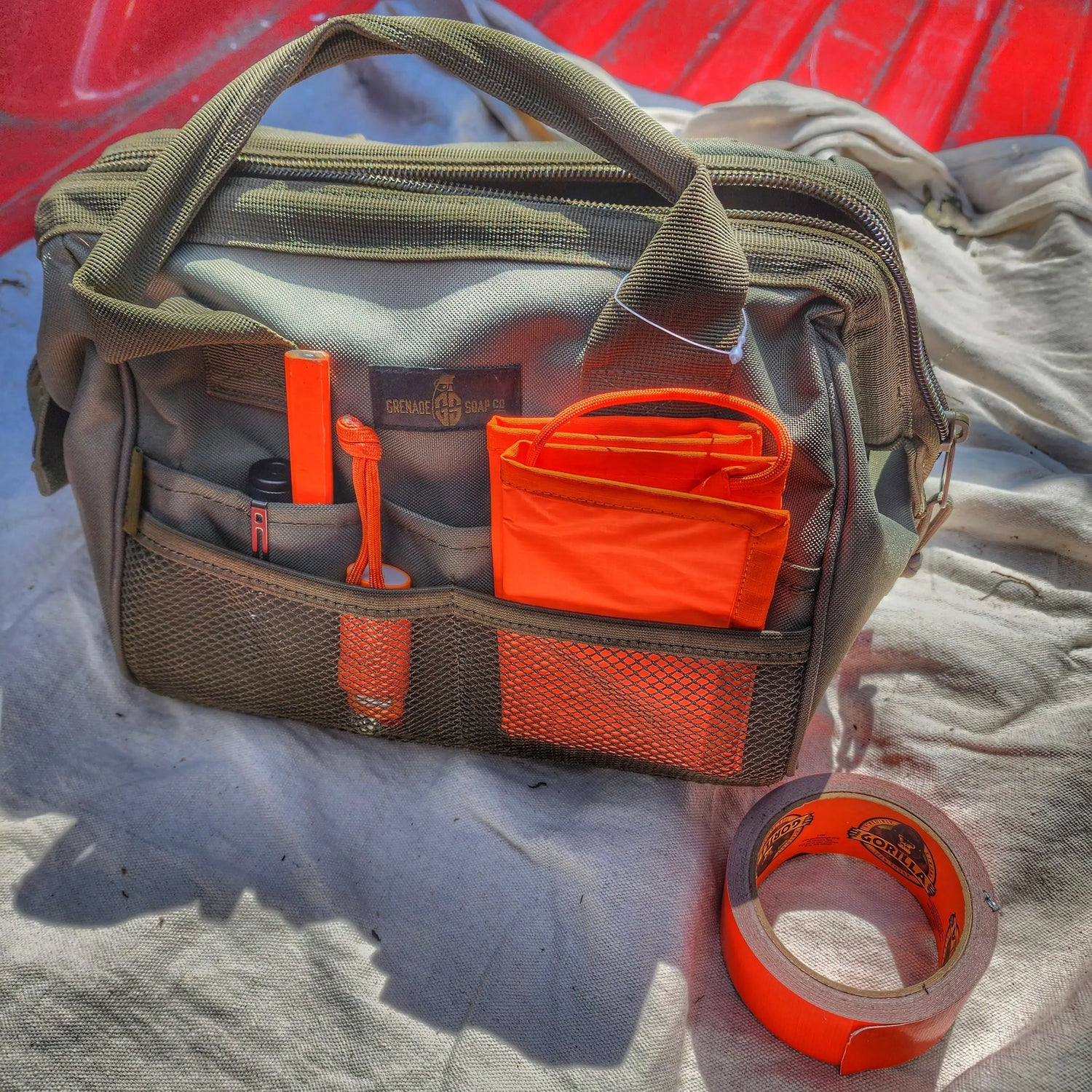 Marker Mat - Fluorescent Signaling Panel on Ripstop Pocket Hank Superesse Straps LLC
