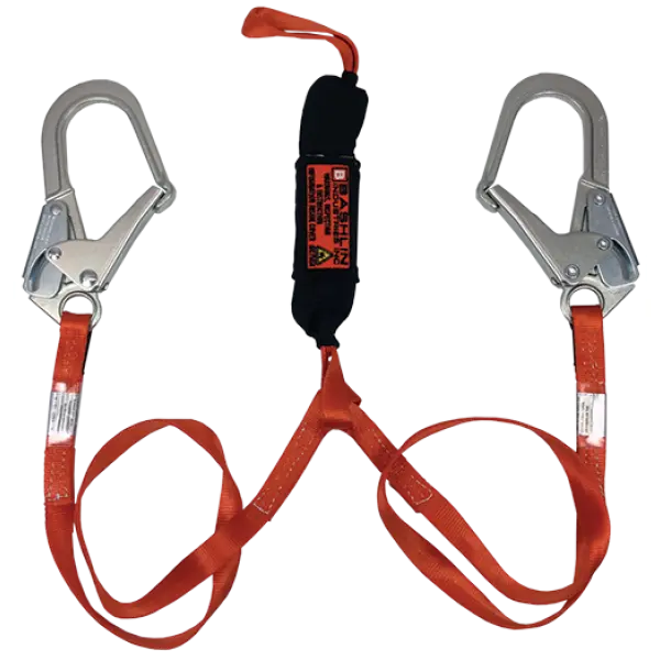 Bashlin - Twin leg climbing lanyard with nylon loop, two large steel ladder snaphooks and B-LAN shock absorber Bashlin