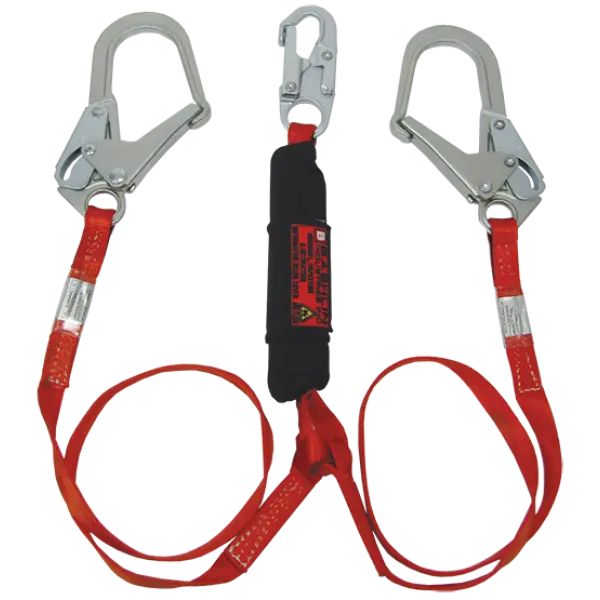 Bashlin - Twin leg climbing lanyard with steel rope snap, two large steel ladder snaphooks and B-LAN shock absorber Bashlin