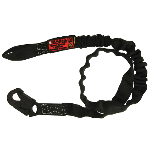 Tubular nylon web with polyester shock absorbing core, a non-conductive dielectric snaphook and a loop end.