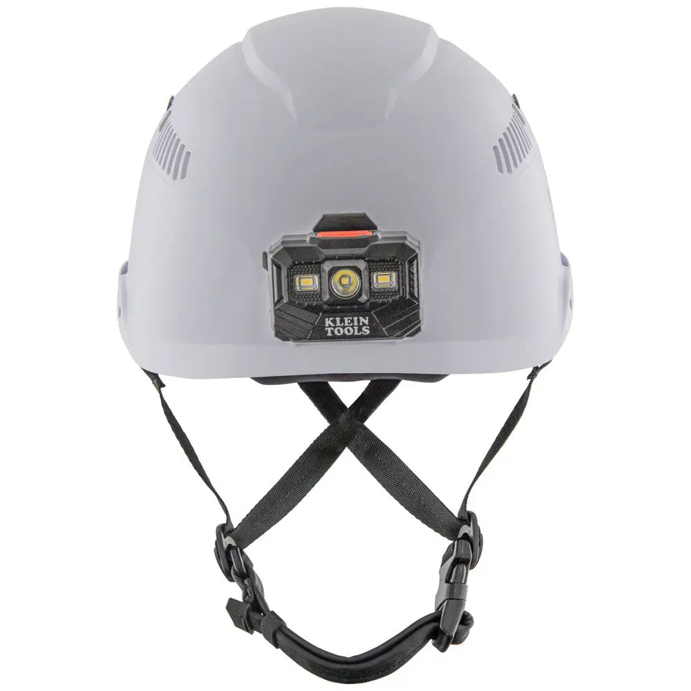 Safety Helmet, Vented-Class C, with Rechargeable Headlamp, White Klein Tools