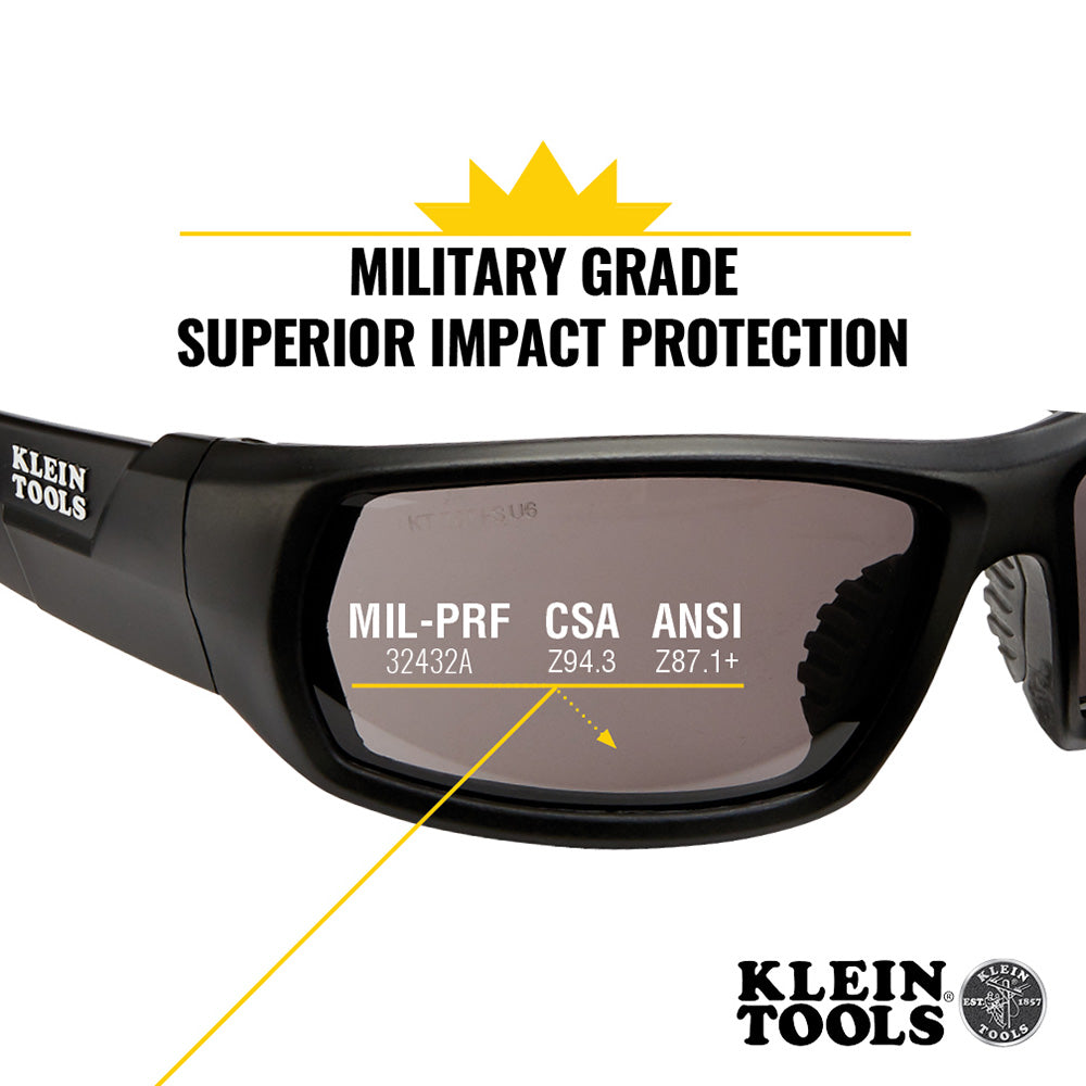 Professional Safety Glasses, Full Frame, Gray Lens