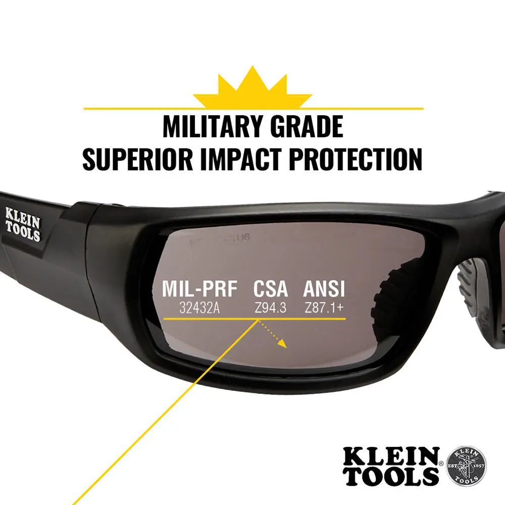 Professional Safety Glasses, Full Frame, Gray Lens Klein Tools