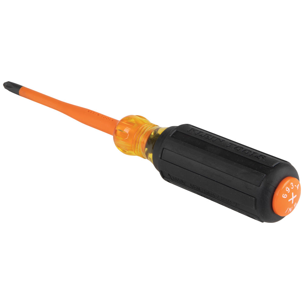 Slim-Tip Insulated Screwdriver, #2 Phillips, 4-Inch Round Shank