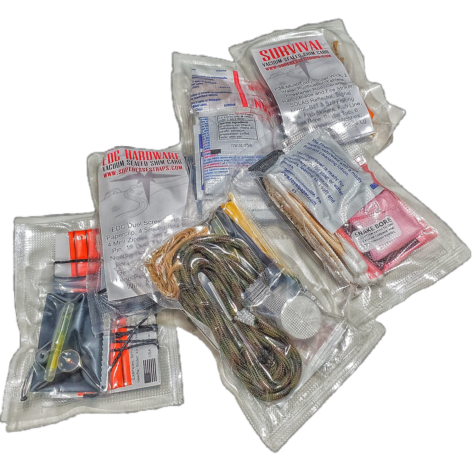 Shim Personal Survival Cards - Wallet Size Vacuum Sealed Survival Packets Superesse Straps LLC
