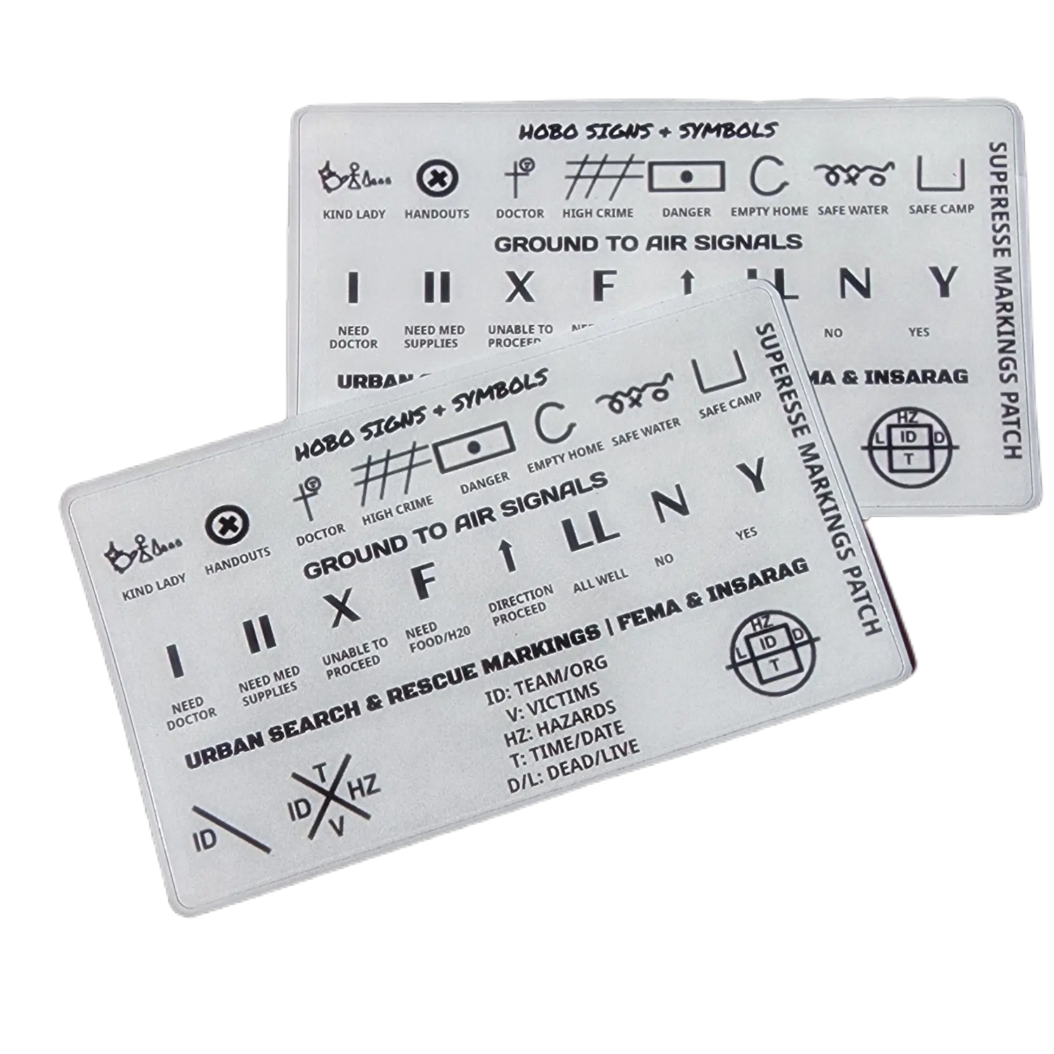Markings and Signals Decal - Hobo Symbols, Ground to Air Signals, Search and Rescue Markings Superesse Straps LLC