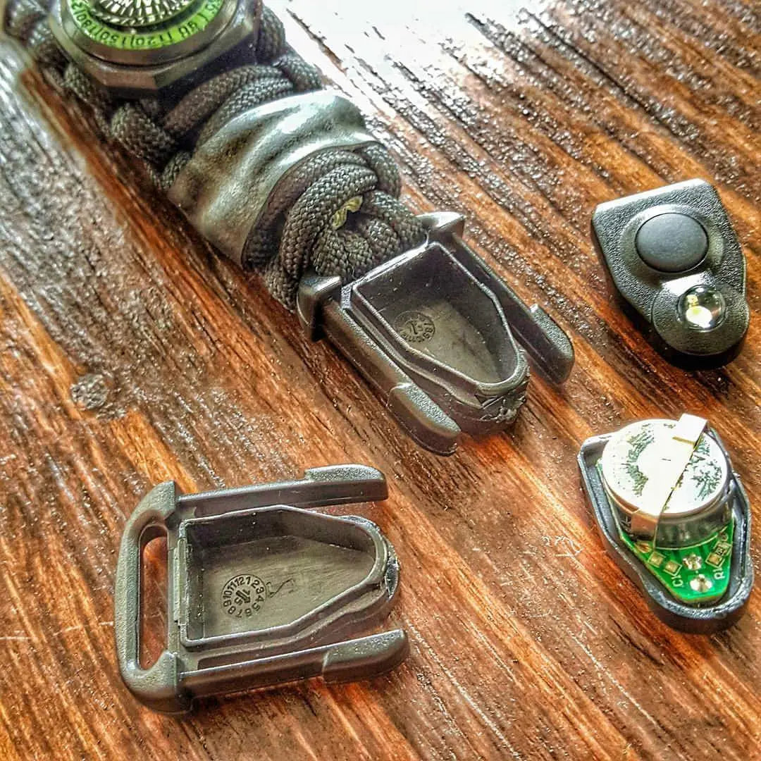 EDC Prepper - Paracord Bracelet Urban Tool Kit Equipped w/ LED Light, fire starter, blade, compass. Superesse Straps LLC