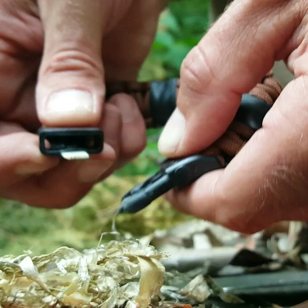 Camper Strap - Outdoor, Hike, & Kayak ready Survival Fire Starter Paracord Bracelet. Superesse Straps LLC