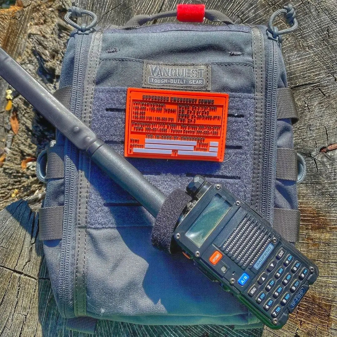 Storage Pocket Patch: Emergency Comms with Radio Frequency/Channel and Telephone Contact Numbers, ICE Card Superesse Straps LLC