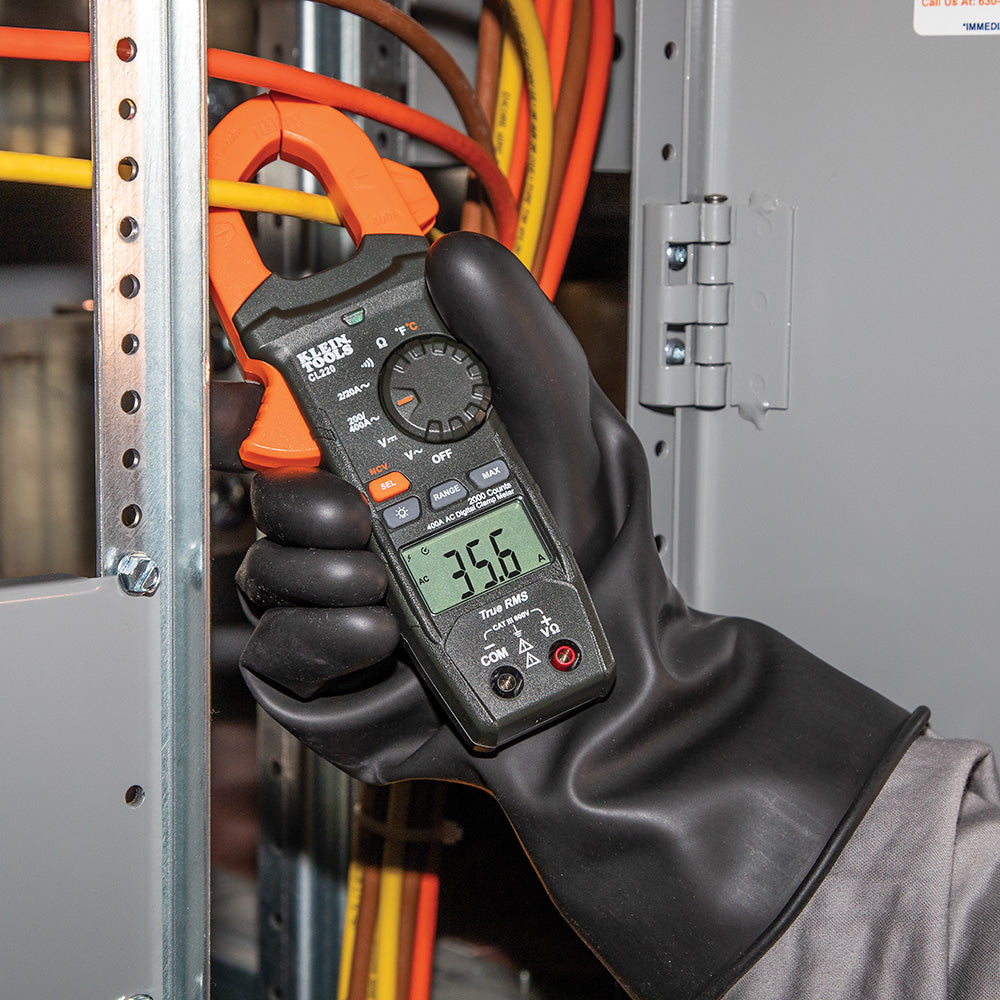 Klein Digital Clamp Meter, AC Auto-Ranging 400 Amp with Temp