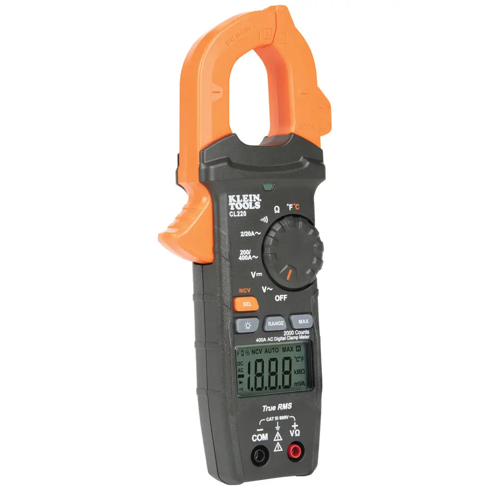 Klein Digital Clamp Meter, AC Auto-Ranging 400 Amp with Temp Klein Tools