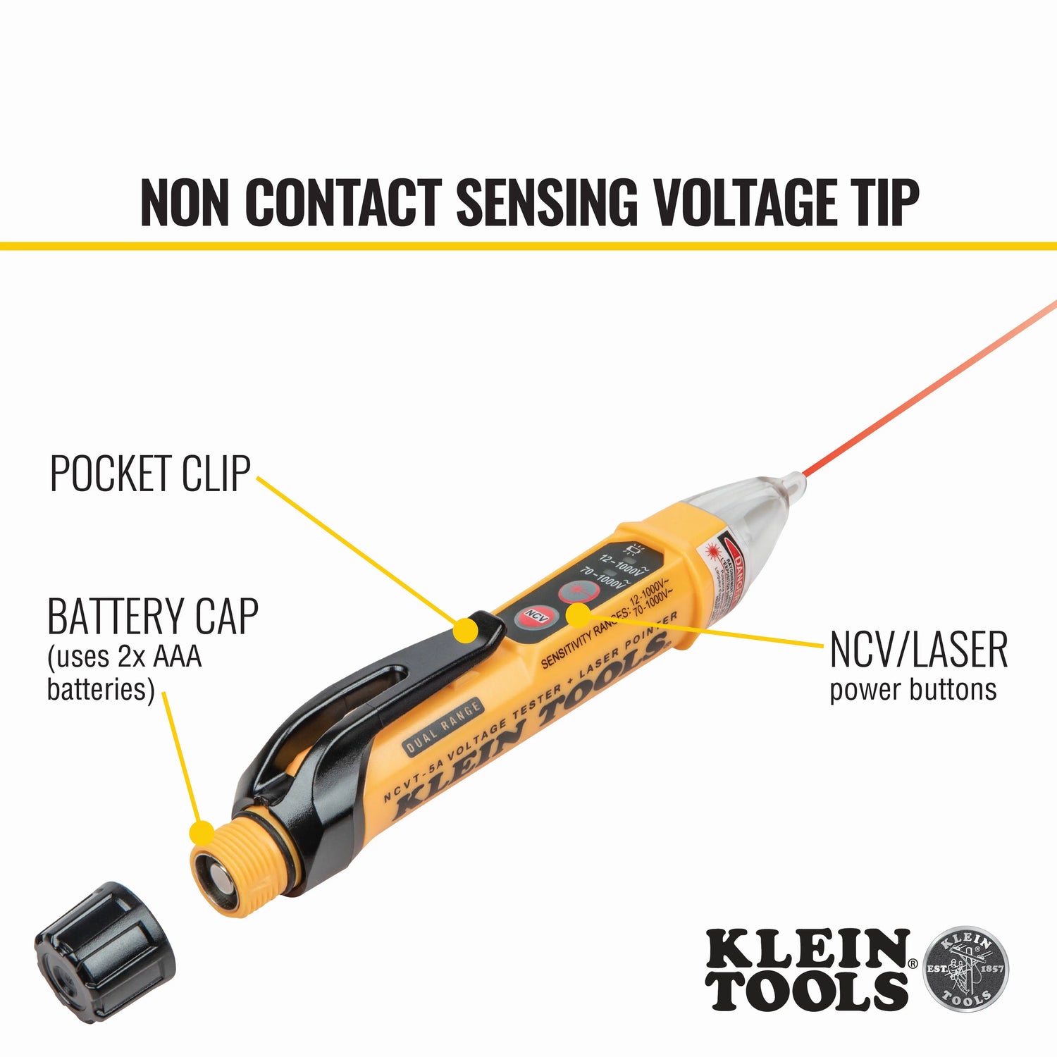 Non-Contact Voltage Tester Pen, Dual Range, with Laser Pointer Klein Tools