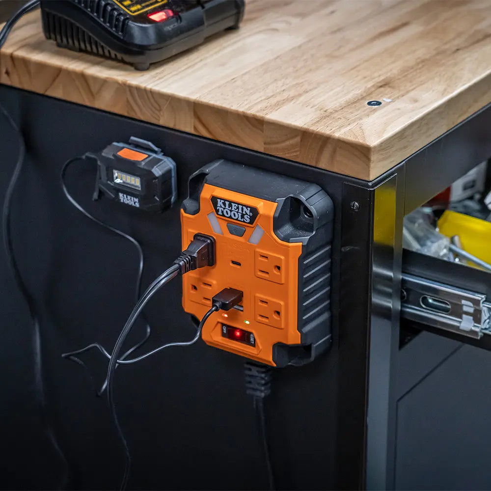 Klein PowerBox 1, Magnetic Mounted Power Strip with Integrated LED Lights Klein Tools