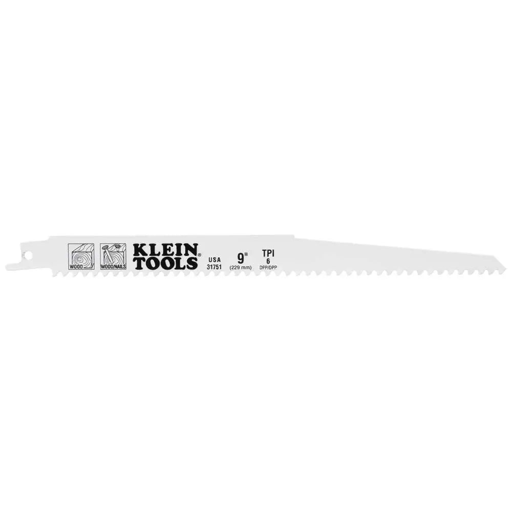Klein Reciprocating Saw Blades, 6 TPI, 9-Inch, 5-Pack Klein Tools