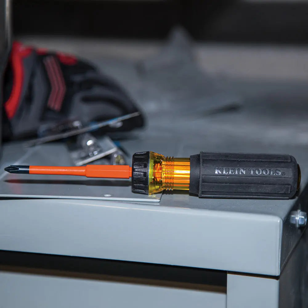 Klein Flip-Blade Insulated Screwdriver, 2-in1, Ph Bit #2, Sl Bit 1/4-Inch Klein Tools