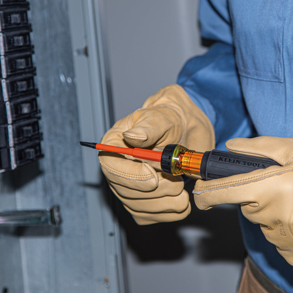 Klein Flip-Blade Insulated Screwdriver, 2-in-1, Square Bit #1 and #2