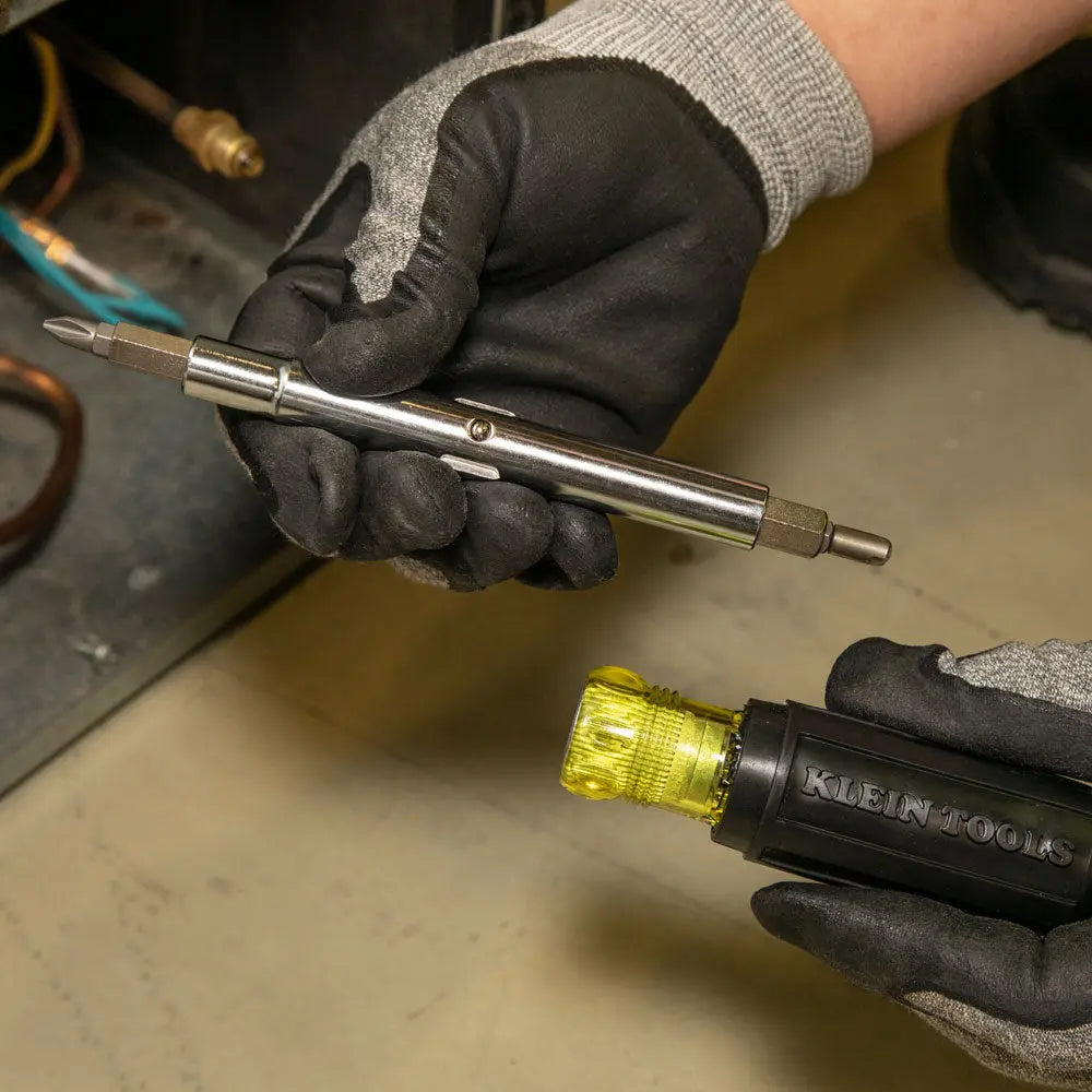 Klein Multi-Bit Screwdriver / Nut Driver, 11-in-1, Ph, Sl, Sq, Schrader Bits Klein Tools