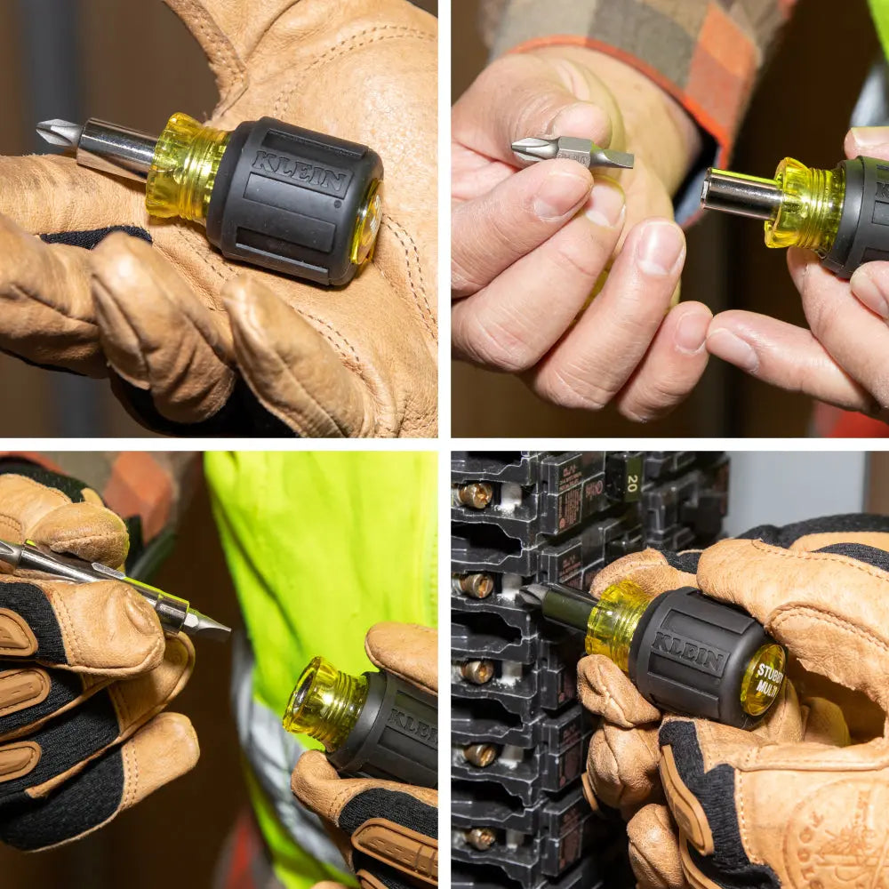 Klein Multi-Bit Screwdriver / Nut Driver, 6-in-1, Stubby, Ph, Sl Bits Klein Tools