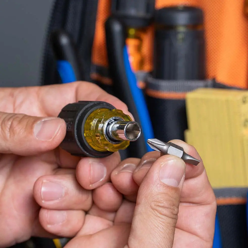 Klein Multi-Bit Screwdriver / Nut Driver, 6-in-1, Stubby, Ph, Sl Bits Klein Tools