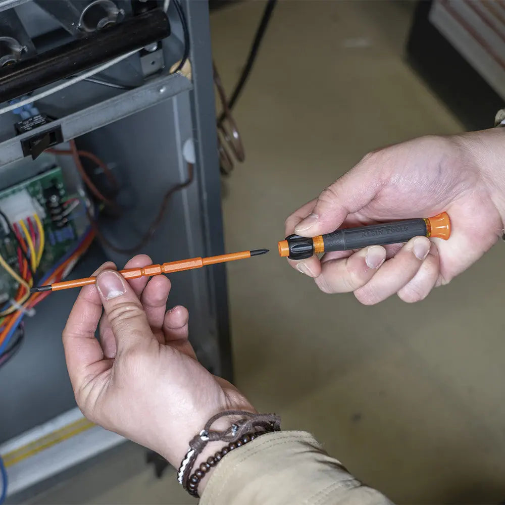 Klein 2-in-1 Insulated Electronics Screwdriver, Phillips, Slotted Bits Klein Tools