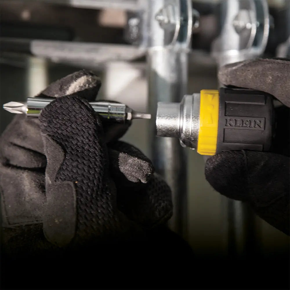 Klein Multi-Bit Ratcheting Screwdriver, 6-in-1, Stubby, Ph, Sl, Nut Bits Klein Tools