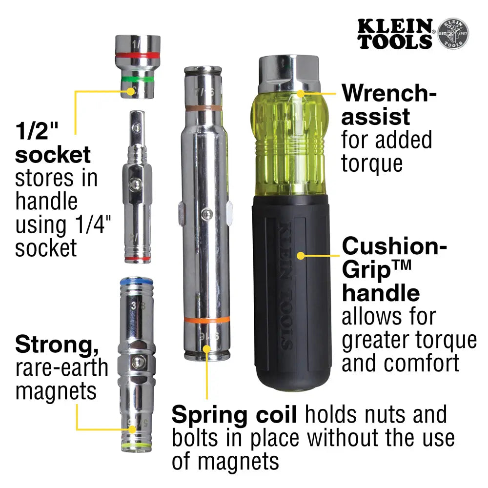 Klein 7-in-1 Multi-Bit Screwdriver / Nut Driver, Magnetic Klein Tools