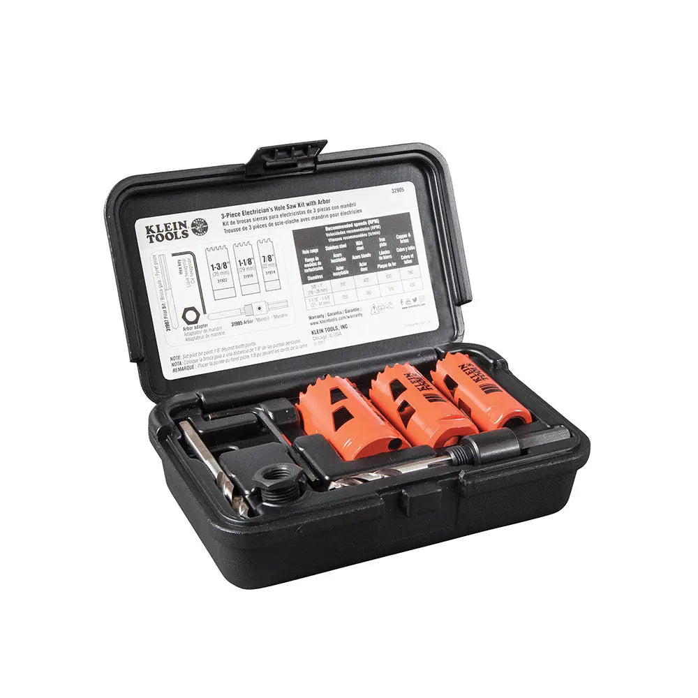 Klein Electrician's Hole Saw Kit with Arbor 3-Piece Klein Tools