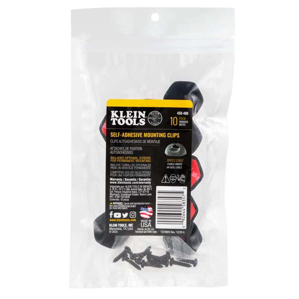 Klein Self-Adhesive Cable Mounting Clips, 3-Slot (10-Pack) Klein Tools