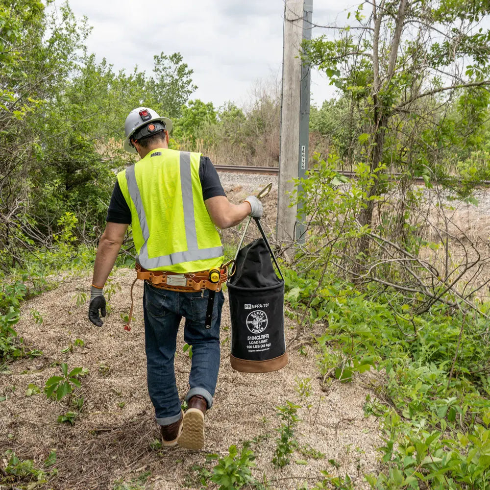 Klein Canvas Bucket, Flame-Resistant, Top Closing, 12-Inch Klein Tools