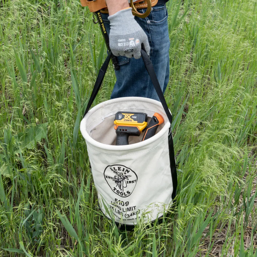 Klein Canvas Bucket, Wide-Opening, Straight-Wall, Molded Bottom, 12-Inch Klein Tools