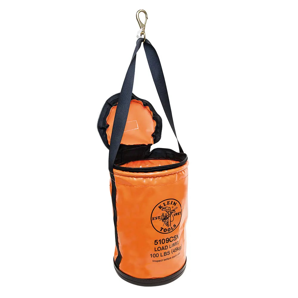 Klein Utility Bucket, Vinyl Tool Bucket with Top Close, Swivel Snap, 12-Inch Klein Tools